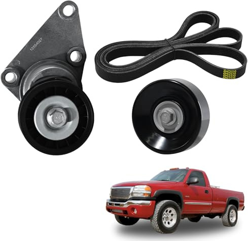 Jaxivo 90K-38158C Serpentine Belt Drive Tensioner Pulley Component Kit for 03-06 Suburban Silverado Savana Yukon XL Sierra 1500 2500 3500 Tahoe Escalade ESV EXT,for 03-07 Hummer H2