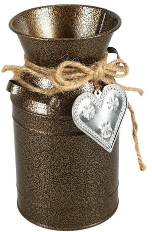 NUOBESTY Jarrón Metálico Vintage Estilo Rústico Cubo para Flores Color Bronce Antiguo Florero Decorativo para Arreglos Jarra para Flores Adecuado para Decoración de Hogar y Oficina