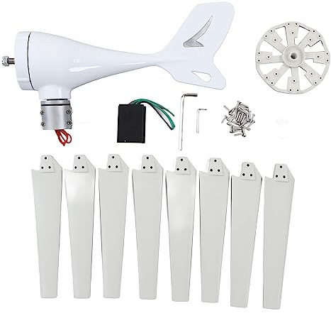 Turbina aerogeneradora de 600 W, 8 aspas, turbina eólica de bajo ruido con controlador MPPT para barcos y hogares (24V)