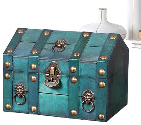 Generico Scatola di Legno Decorativa | Organizzatore Con Chiusura A Serratura | Cassa Decorativa Verde in Legno Fatto a Mano,per Donna Regalo Madre Gioielli Tesoro Casa Tavolo