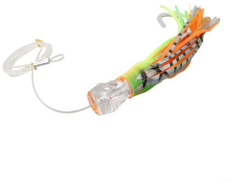 Gdfnmogo Leurre de pêche au thon, 22 cm, poids 65 g/100 g, hameçons en acier inoxydable, pour pêche à la traîne, bateau et pêche sur roche (22 cm, 100 g 1)