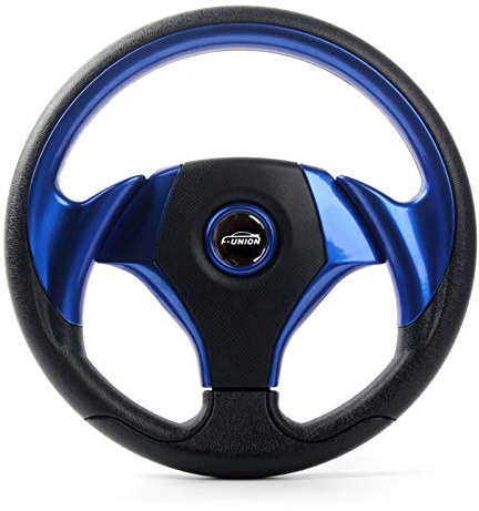 Volante Deportivo Universal, Volante De Carreras Dirección 13inch 330MM PVC deriva de competición del deporte la rueda auto universal placa plana dirección coche Accesorios Interior(Blue)