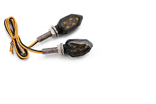 Germany Motorsports LED Motorrad Blinker Set 4 Stück E-geprüft – Mini Blinker Schwarz Getönt Universal für Motorrad Roller Quad ATV – 12V LED Blinker mit M8 Gewinde – Zubehör vorne & hinten