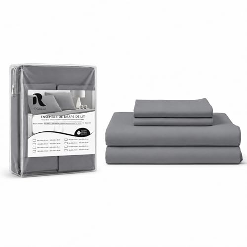 Parure Draps 140x190 Microfibre - Drap Housse + Drap Plat + 2 Taies | Tissu Doux (Doublement Brossé), Respirant, Facile à Entretenir et Durable - OEKO-Tex - Gris Clair
