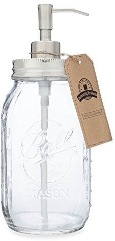 Jarmazing Products Quart Size Mason Jar Soap and Lotion Dispenser - 32 Ounce - Made from Rust-Proof Stainless Steel