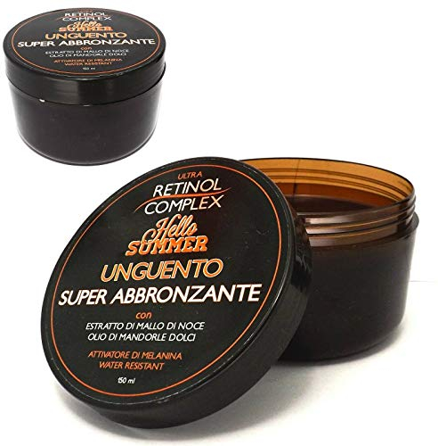 Hello Summer Ultra Retinol Complex - Unguento super abbronzante con mallo di noce ed olio di mandorle dolci, attivatore di melanina e resistente all'acqua (150ml)