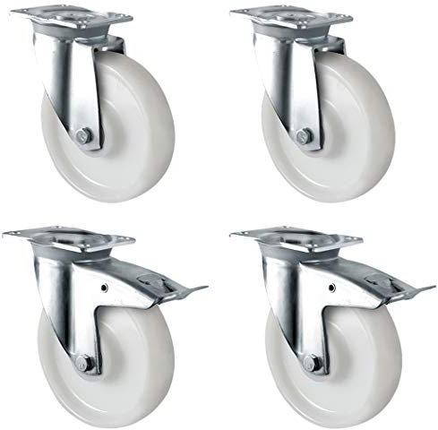 CASCOO SETSHCH200Z0Z0D0N Rollensatz 2 Lenkrollen-, 2 mit Feststeller, Polyamid, Schwerlast, Durchmesser 200 mm, Kunststoff, Doppelkugellager, Traglast 3000 kg (4-er Pack)