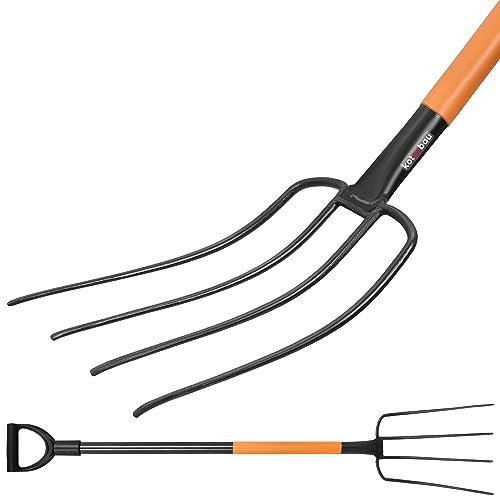 KOTARBAU® Forcone a 4 denti 120 cm da Giardino con Manico in Metallo Economico
