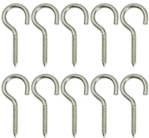 Drenky 10 Stück Schraubhaken Edelstahl A2 Deckenhaken M4 x 50 Hakenschrauben 304 Einschraubhaken Klein Ringschraube M4 Hakenschraube Mit Holzgewinde Haken Decke Gewindehaken für DIY Projekt