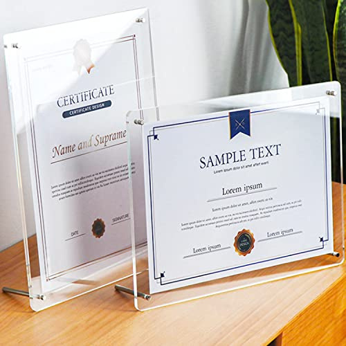 Halyuhn 8.5 x 11 Acrylic Picture Frame 2Pack, Acrylic Photo Frame A4 Letter Size, Clear Certificate Frames 8.5 x 11, Picture Frame for Tabletop Display, Degree Certificate, and Family Portraits