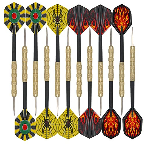 SacJkt Dartpfeile, Dartpfeile Metallspitze, Steeldarts Profi, Universelle Dart-Stiele und Dart-Flights Kit, Dart Pfeile Assorted Dart Zubehör Wurfbeschlag Splitterfest (12 Stück,15.2 cm)