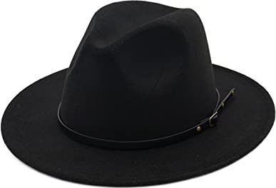 EATAN Cappelli Fedora con Fibbia di Cintura per Uomo e Donna Tendenza Classica Tesa Larga Unisex Cappello Panama Cappello da Sole, Nero , Taglia unica