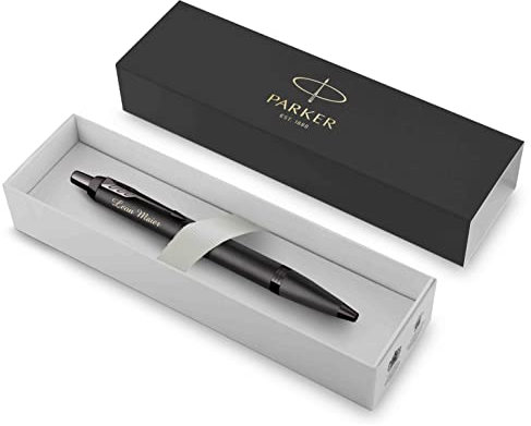 Parker IM Monochrome Kugelschreiber mit Gravur | Premium Stift | Geschenkbox | blaue Tinte | personalisiertes Geschenk | Namen | graviert | Jahrestag | Geburtstag | Geschenkidee (Bronze)