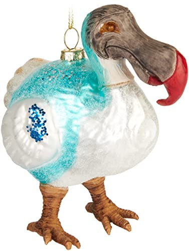 BRUBAKER Dodo Weihnachtskugel aus Glas - Handbemalt und Mundgeblasen - Christbaumschmuck Lustig - Vogel Christbaumkugel Figur Weihnachtsdeko Anhänger - Deko Baumkugel
