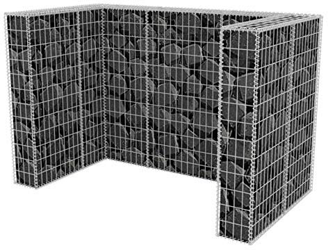 Festnight Gabbione in Rete Metallica, Gabbioni Metallici, Gabbione per 2 Cassonetti in Acciaio 180x100x120 cm
