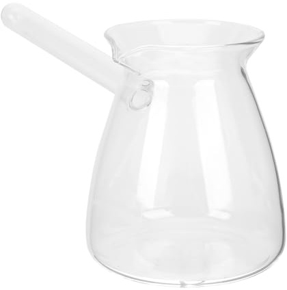 Luxshiny Türkische Kaffeekanne Aus Dickwandigem Hochborosilikatglas Mit Seitlichem Griff Und V-Ausguss 450 Ml Für Herd Und Milchaufschäumen