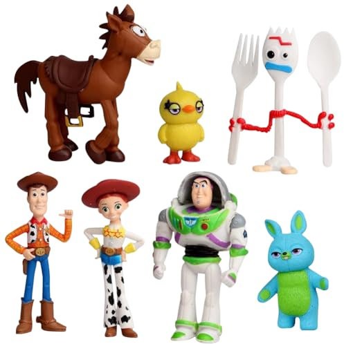 CCKNVBG Toystorry Mini Figures Set, 7PCS Toystorry Cake Toppers Anime Character Model Mini Action Figures Set Cake Decoration Figurin PVC Figures Collectible Model for Kids Birthday Cake Decoration