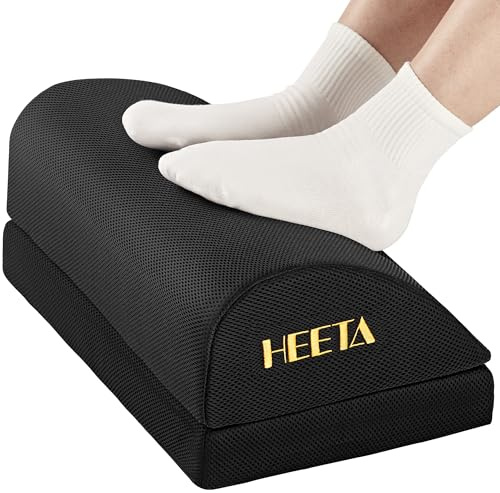 HEETA Reposapiés para debajo del escritorio, reposapiés ergonómico ajustable con 2 alturas opcionales, reposapiés de espuma viscoelástica antideslizante para el hogar, la oficina y los juegos