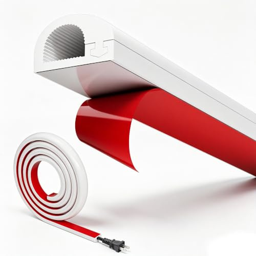 Mini canaleta para cables blanca, autoadhesiva, flexible, color blanco, canal de cable, cable oculto, semicircular, cubierta para cables de TV, túnel de cable, cable Hider, 2 m