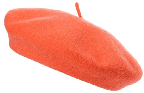 Gadgets Mafia Baskenmütze aus französischer Wolle für Damen, klassisch, Vintage, einfarbig, Unisex, für Winter und Herbst, weich, warm, Outdoor-Kopfbedeckung, Orange, Einheitsgröße