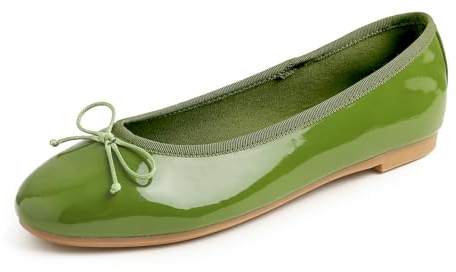 Feversole Women's Macaroon Colorful Ballerines Macaroon Colorful Memory Foam Cushion Insock Patent pour Femmes Laque Vert émeraude 41 EU