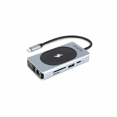 Hub Multiport USB-C® (USB 3.1) Dicota USB-C 10-in-1 Wireless Charging Dock 4K PD 100W + 15W 10 Ports boîtier en alumini