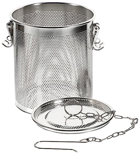 HOLIDYOYO Passoire à Épices en Acier Inoxydable Maillage Fin, Chaîne Longue et Crochet, Panier à Saumure Argenté pour Cuisson de Porc Braisé et Infusion de Thé