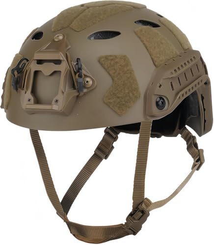 Casque Tactique Fast SF High Cut, Version sablée, Fentes pour Sangles de Casque, Trous de Connexion pour Masque de réserve, Casques Airsoft CS Game (Khaki)
