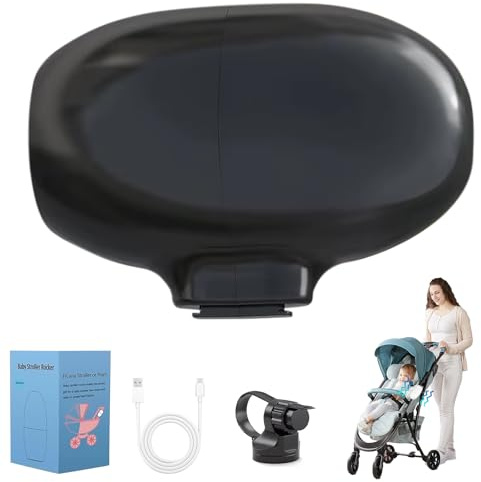 Kinderwagenschaukler, Upgrade kinderwagen Beweger Elektrisch(USB-C), Schlafhilfe Für Baby Mit 40 Min Timer, 5 Einstellbare Schaukelintensitäten Universell Für Kinderwagen & Buggy (Schwarz)