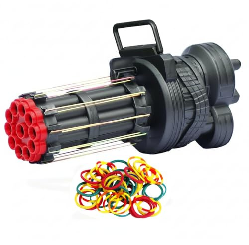 zonzxcv Gatling Rubber Band Gun Crank The Handwheel with 10 Rounds in Semi Automatic Fire Succession Gatling Machine Gun for Indoor Outdoor Games and Pretend Play