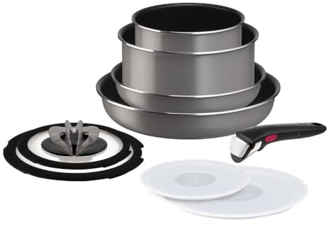 Batterie de cuisine 9 pièces Ingenio Cassis Grey Tefal - Tous feux sauf induction - L1619192