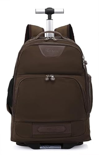 House Of Leather Convertible Rolling Laptop Backpack, Wheeled Travel Rucksack, Multiple Colour Options, Large Capacity School Business Trolley Bag Jetmax (Coffee)