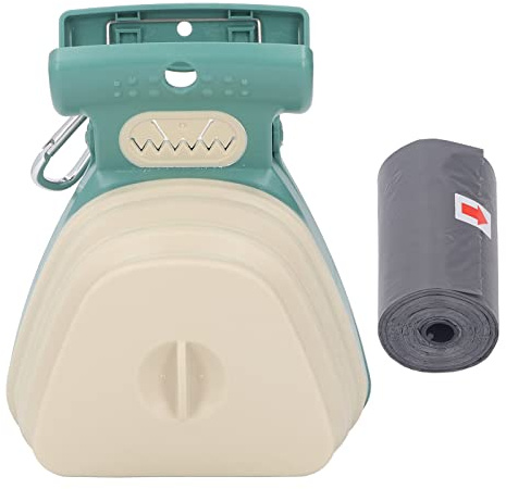 Paletta portatile per escrementi di cani, paletta portatile per escrementi di cuccioli con sacco per immondizia, ripostiglio espandibile, pulitore sanitario per cani di taglia (Verde senape)