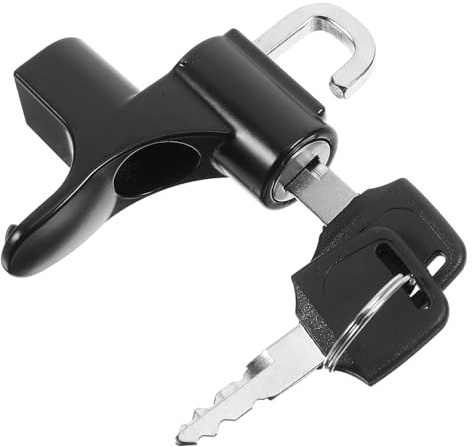 PACKOVE Candado Antirrobo para Casco de Scooter Negro, Cerradura de Seguridad Compacta y Resistente Compatible Múltiples Modelos para Fijación Segura en Motocicletas y Scooters