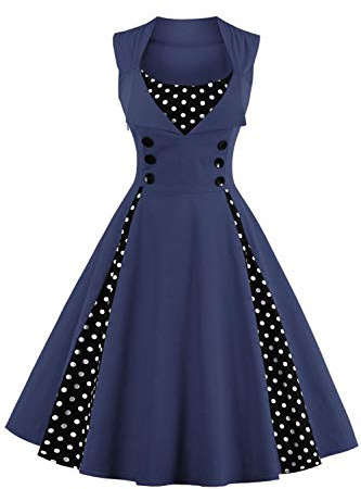 AXOE Robe Vintage Femme Annee 50 Cocktail | Tissu Coton Extensible, Longueur Genoux, Chic et Elegant, Tenue Année 50, Robe Mariage Invitée, Soirée, Ceremonie, Guinguette