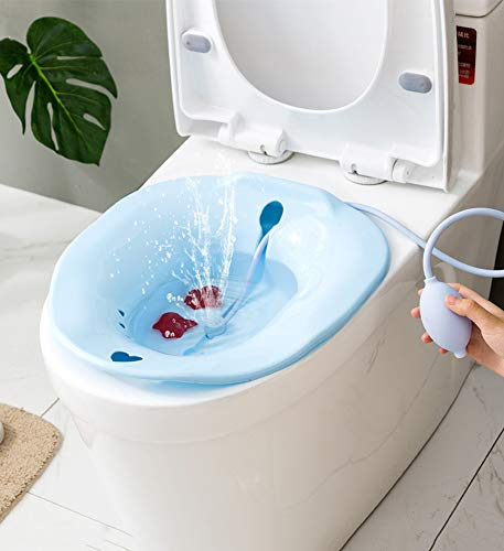 GHzzY Sitzbadewanne für Standard-WC - Perineale Badewanne über der Toilette für Schwangere und ältere Menschen - Tragbare Intimpflegelösung,Blue