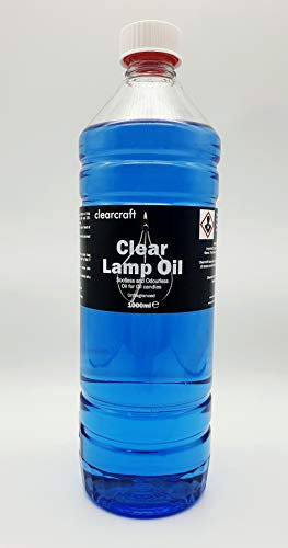 CLEARCRAFT SMOKELESS, ODOURLESS COLOURED LAMP OIL - 1 LITRE - FREE FUNNEL - PERFECT FOR USE WITH MODERN OIL CANDLES, TRADITIONAL OIL LAMPS BOTH INDOOR AND OUTDOOR USE (BLUE)