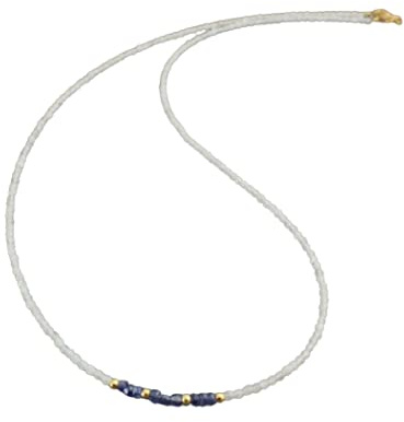 Regenbogen Mondstein kette mit Saphir Blau- Schimmer Feingeschliffen Collier 45 cm