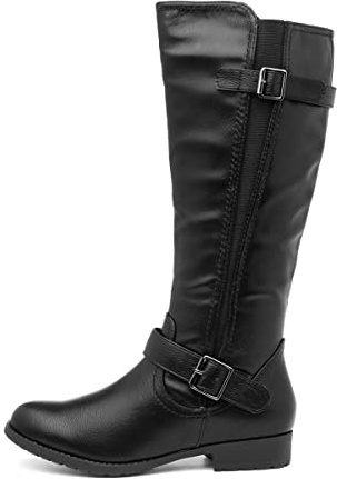 Lilley Womens Black Buckle Zip Up Riding Boot