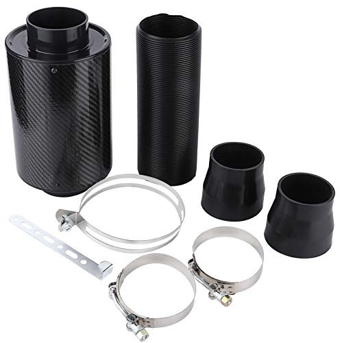 Kit d'admission d'air froid universel pour voiture, kit d'induction de filtre ¨¤ air en fibre de carbone de 3 pouces avec filtre et tube d'admission enduit de poudre pour la plupart des voitures