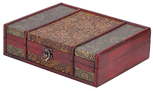 Retro trälåda, stor smyckeskrin bokorganisatör, antik presentask, trä förvaringsbox, smyckeskrin och organiserare