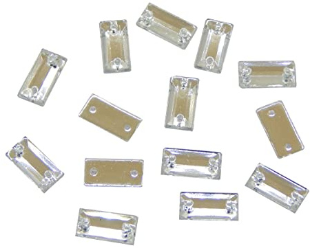 Perlin Acryl Strasssteine zum Aufnaehen Baguette 10x5 mm Crystal 200 Stueck | Klare Baguette Naehsteine fuer Kleidung Taschen Schuhe Kostueme Tanzoutfits Buehne Karneval und DIY Textildeko