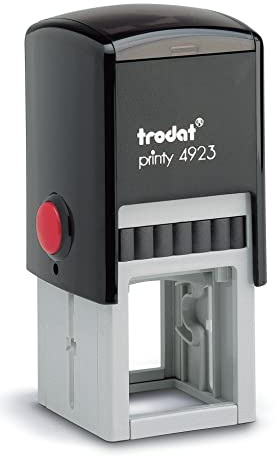 Trodat Printy 4923 - Gehäusefarbe Schwarz - quadratischer Firmen- oder Adresstempel - mit Wunschtext personalisierbar - 30x30 mm - 8 Zeilen