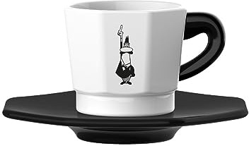Bialetti Tazzine Ottagonali, Set 4 Tazzine, Nero e Bianco, 75 ml