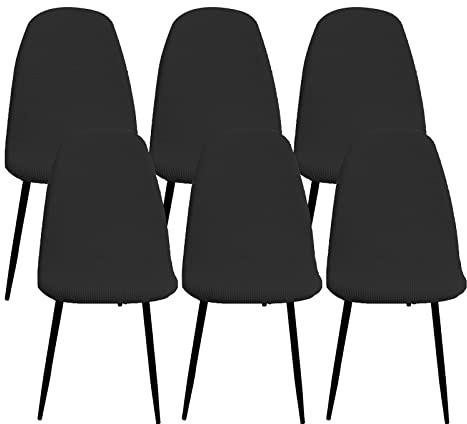 Jaotto Stuhlhussen 6er Set Strech, Esszimmerstühle Bezug Universal Waschbar Abnehmbare,Elegante Stuhlbezug Stuhlabdeckung Antirutsch, Küchenstühle für Büro Esszimmer Wohnzimmer,Diagonale Schwarz