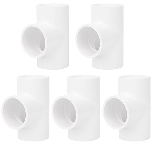 5Pack 3 Way 1-1/2 PVC Tee PVC Pipe Fittings Connector (Socket x Socket x Socket) Furniture Grade SCH40 1.50 PVC Tee Elbow Pipe Fitting Adapter for Water Supplies Build PVC Furniture Shelf