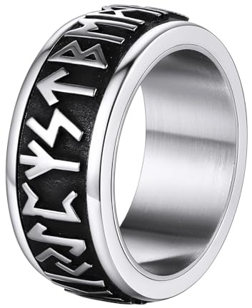 Supcare Ringe für Herren Edelstahl Fingerring Viking Rune Ringe Tungsten Ring Wikinger Runen Spinnerring Freundschaftsring Punk Siegelring Gothic Hip Hop Modeschmuck für Männer Jungen