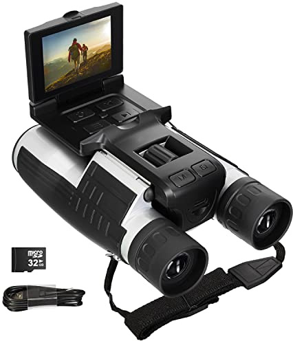 Acuvar Modello aggiornato con schermo più grande 5 Mega Pixel fotocamera digitale/video registratore di foto videocamera binocolo 12 x 32 con schermo LCD da 2,4 pollici e scheda di memoria da 32 GB