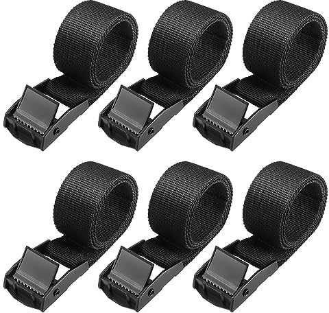 Hejo 6 PCS Short Ratchet Straps, Ratchet Tie Down Straps with Quick Release Cam Buckle, Heavy Duty Tensioning Belts Adjustable Lashing Straps for Motorcycles, Bikes, Luggage, Packages (40x2.5 cm) | Black, rust-proof fastening straps, fastening straps for bicycle, motorcycle, luggage packages, camping
