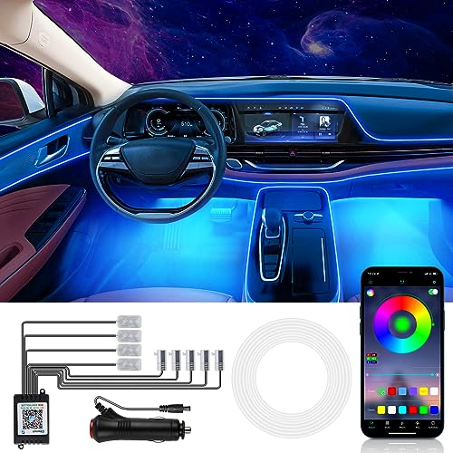 Wilktop led innenbeleuchtung mit APP,2 Zeilen 9 PCS Bunt RGB Auto Led Innenbeleuchtung,Auto-LED-Streifen with Fernsteuerung,Umgebungsbeleuchtung Musik und Fußraumbeleuchtung,12V 6.5M